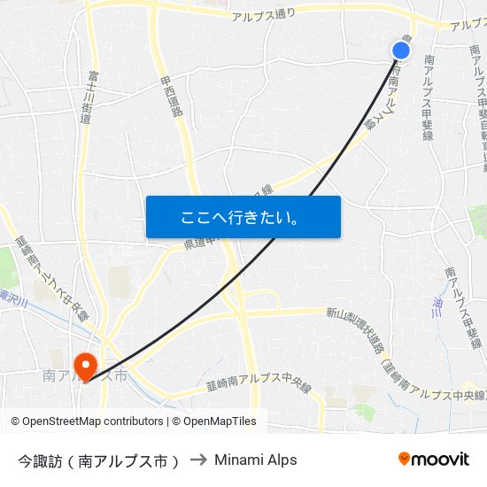 今諏訪（南アルプス市） to Minami Alps map