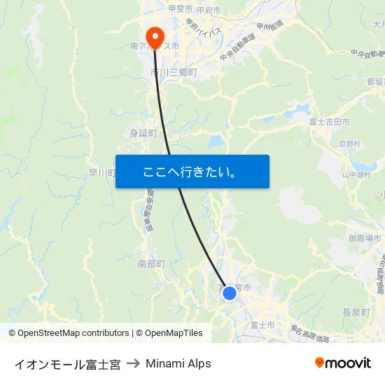 イオンモール富士宮 to Minami Alps map