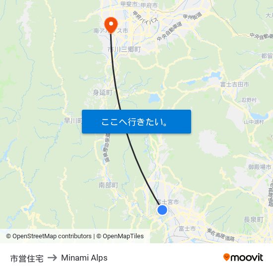 市営住宅 to Minami Alps map