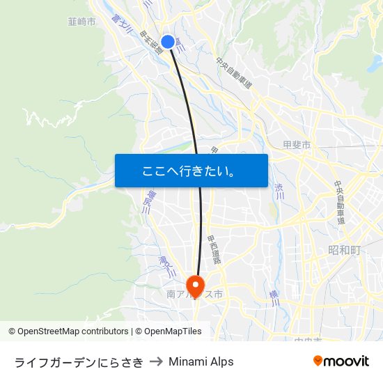 ライフガーデンにらさき to Minami Alps map