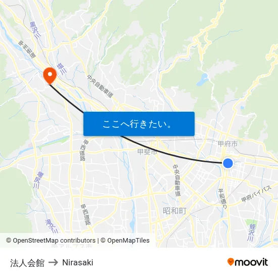法人会館 to Nirasaki map