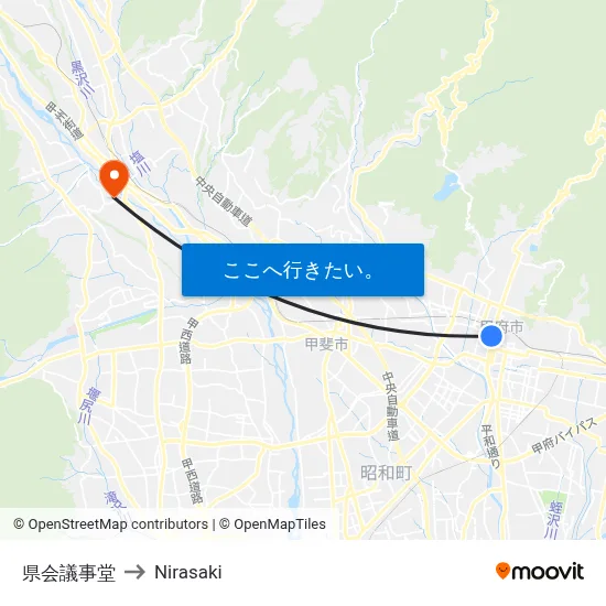 県会議事堂 to Nirasaki map