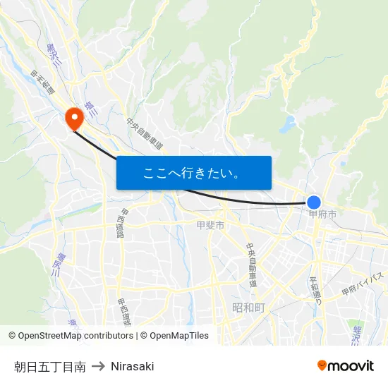 朝日五丁目南 to Nirasaki map