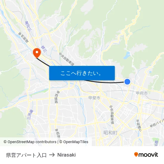 県営アパート入口 to Nirasaki map
