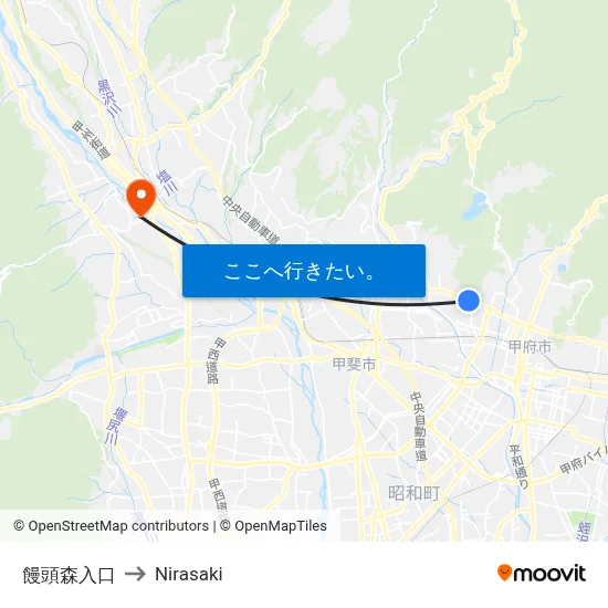 饅頭森入口 to Nirasaki map