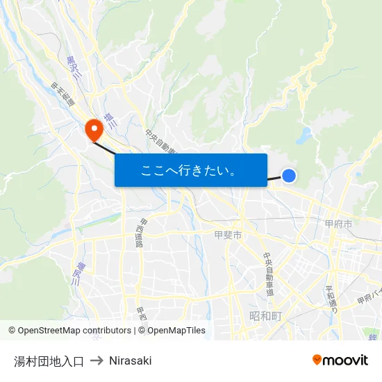 湯村団地入口 to Nirasaki map