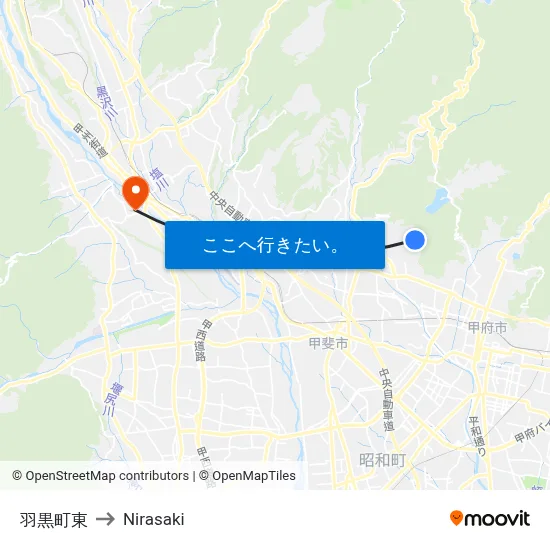 羽黒町東 to Nirasaki map