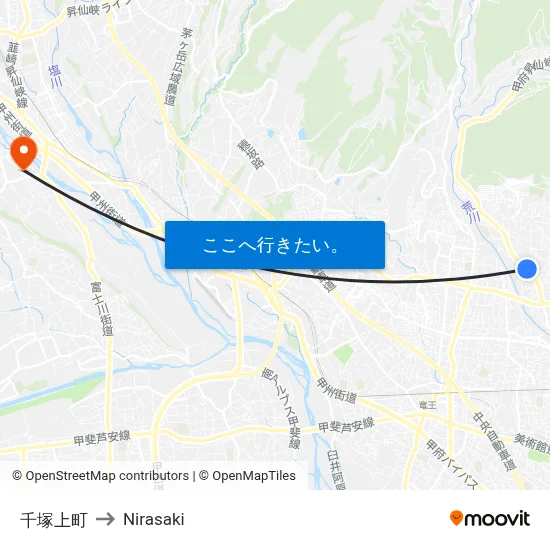 千塚上町 to Nirasaki map