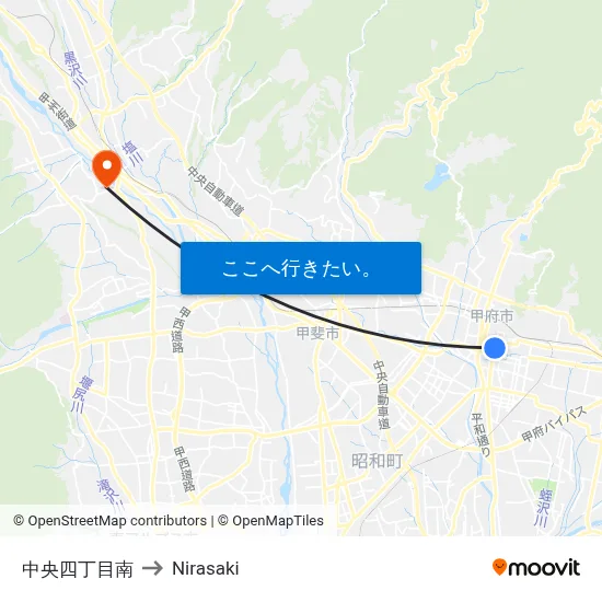中央四丁目南 to Nirasaki map