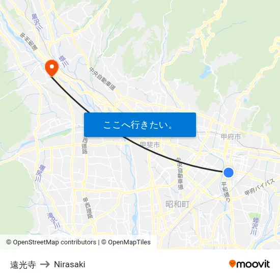 遠光寺 to Nirasaki map