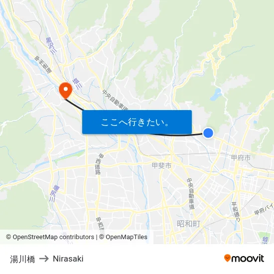 湯川橋 to Nirasaki map