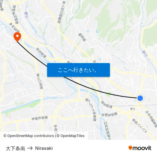 大下条南 to Nirasaki map
