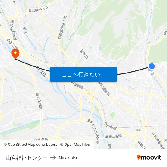 山宮福祉センター to Nirasaki map