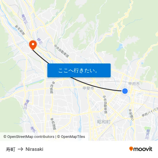 寿町 to Nirasaki map