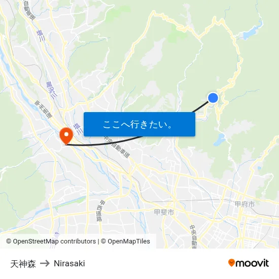 天神森 to Nirasaki map