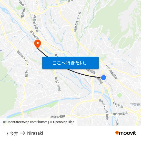 下今井 to Nirasaki map