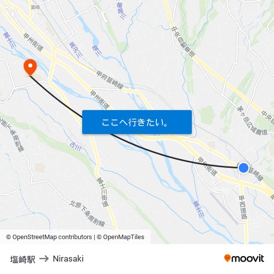 塩崎駅 to Nirasaki map