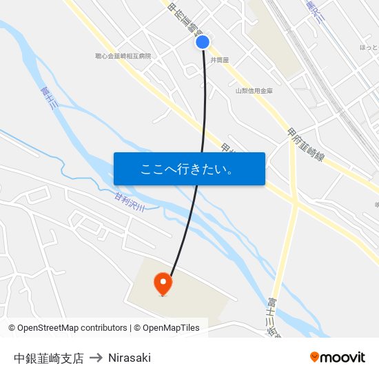 中銀韮崎支店 to Nirasaki map