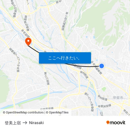 登美上宿 to Nirasaki map