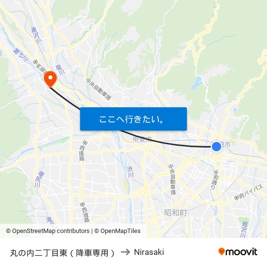 丸の内二丁目東（降車専用） to Nirasaki map