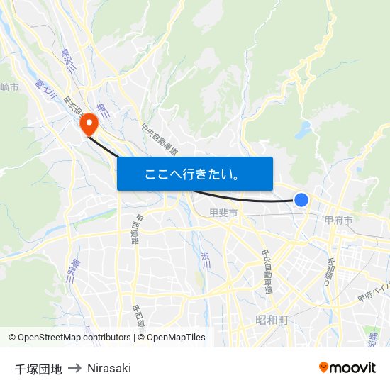 千塚団地 to Nirasaki map