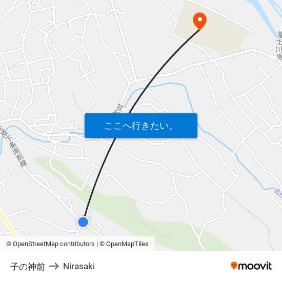 子の神前 to Nirasaki map