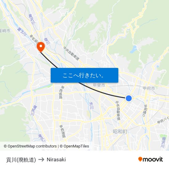 貢川(廃軌道) to Nirasaki map