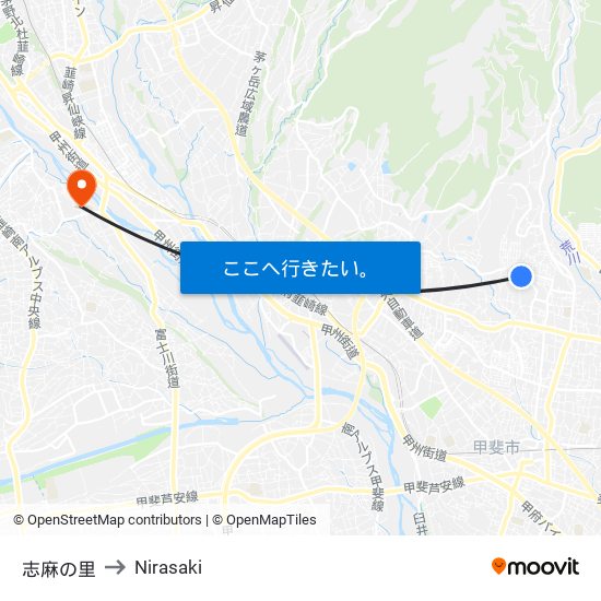 志麻の里 to Nirasaki map