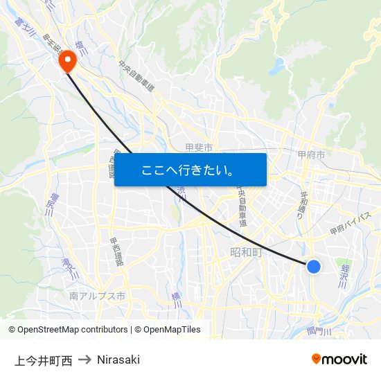 上今井町西 to Nirasaki map