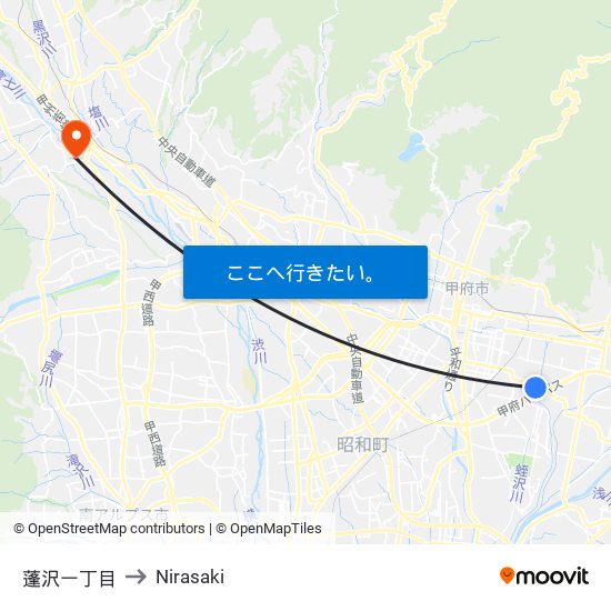蓬沢一丁目 to Nirasaki map
