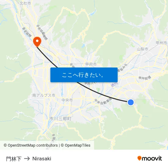 門林下 to Nirasaki map