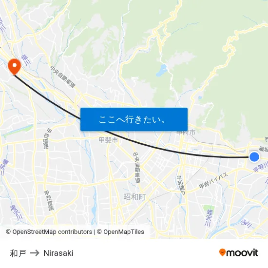 和戸 to Nirasaki map