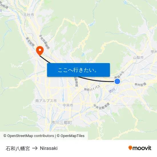 石和八幡宮 to Nirasaki map