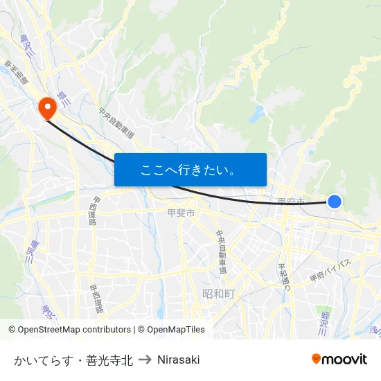 かいてらす・善光寺北 to Nirasaki map