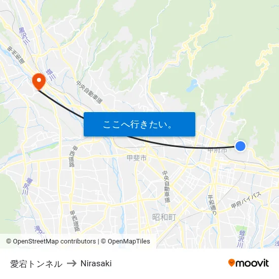 愛宕トンネル to Nirasaki map