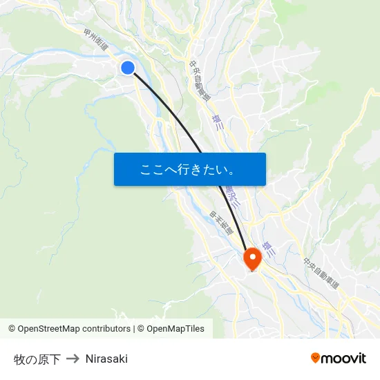 牧の原下 to Nirasaki map
