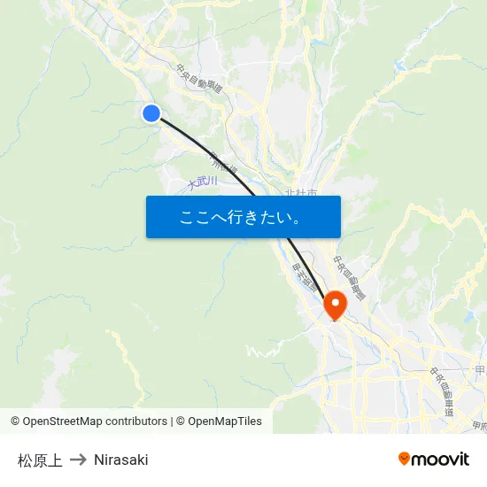 松原上 to Nirasaki map