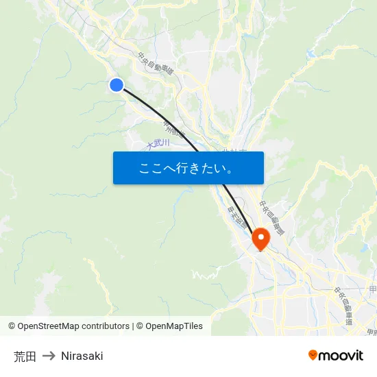 荒田 to Nirasaki map