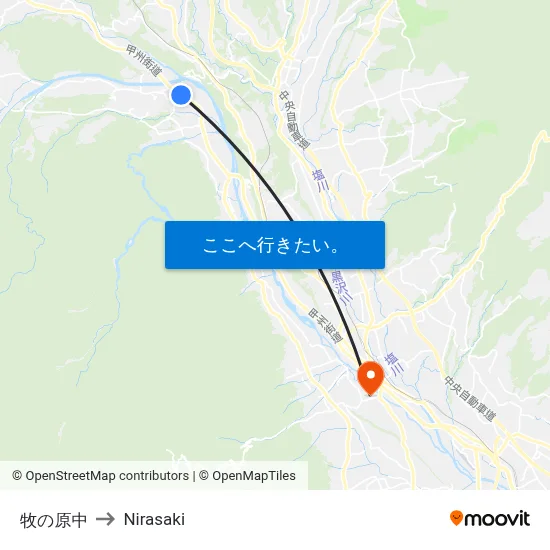 牧の原中 to Nirasaki map