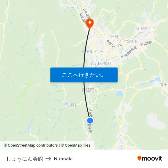 しょうにん会館 to Nirasaki map
