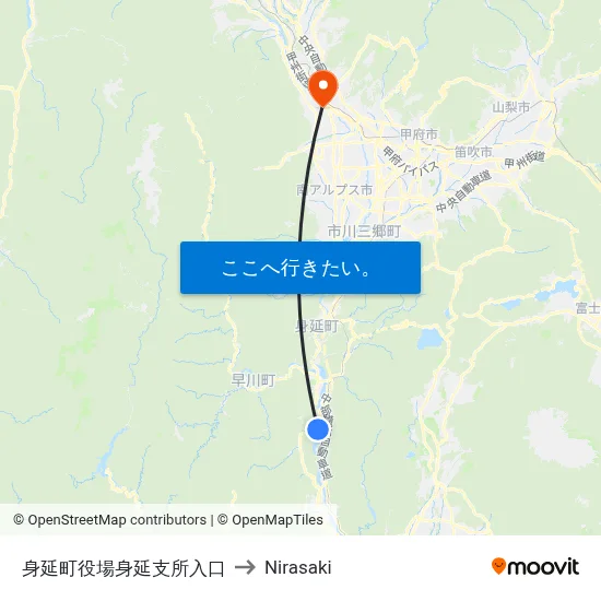 身延町役場身延支所入口 to Nirasaki map