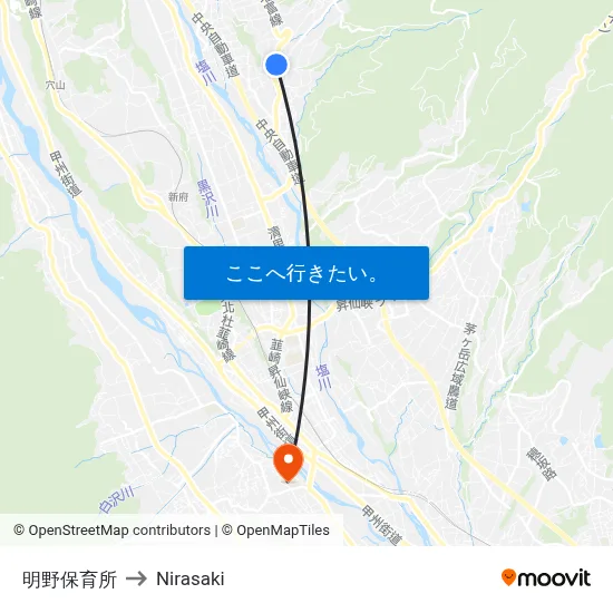 明野保育所 to Nirasaki map
