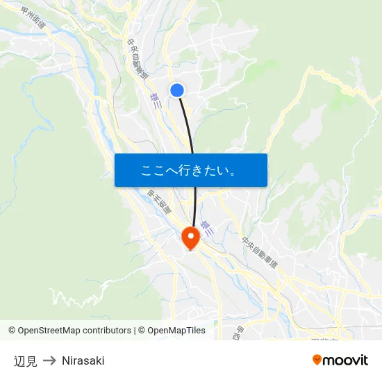 辺見 to Nirasaki map