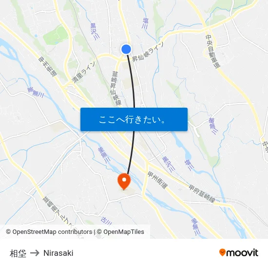 相垈 to Nirasaki map