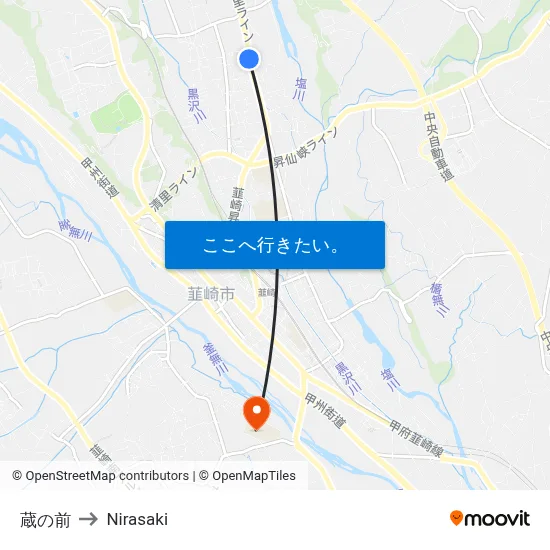 蔵の前 to Nirasaki map