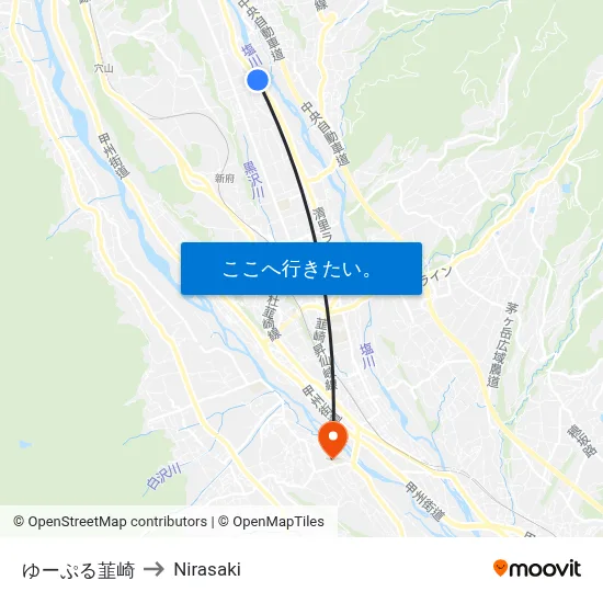 ゆーぷる韮崎 to Nirasaki map