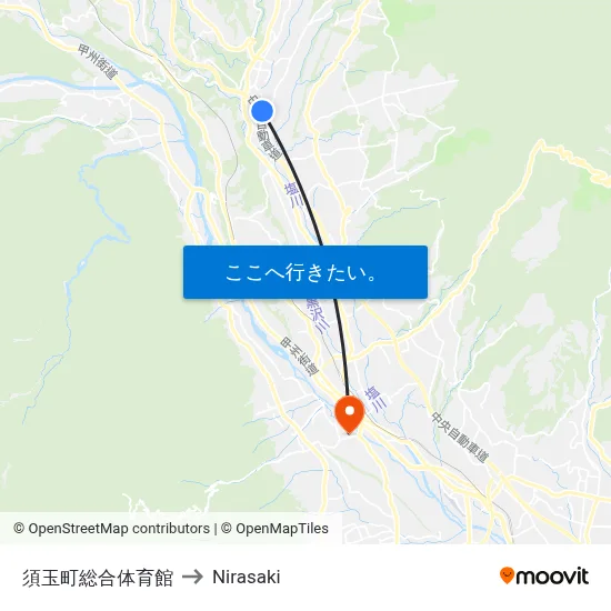 須玉町総合体育館 to Nirasaki map
