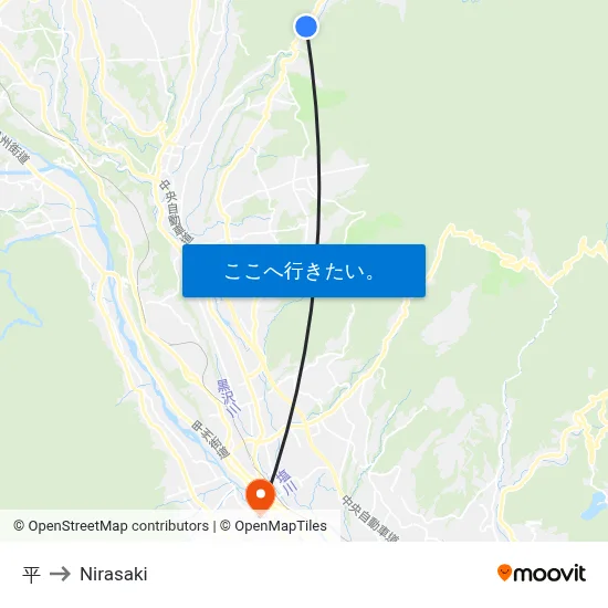 平 to Nirasaki map