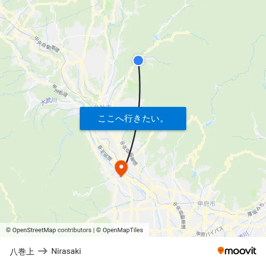 八巻上 to Nirasaki map