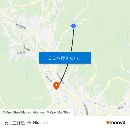 比志三軒屋 to Nirasaki map